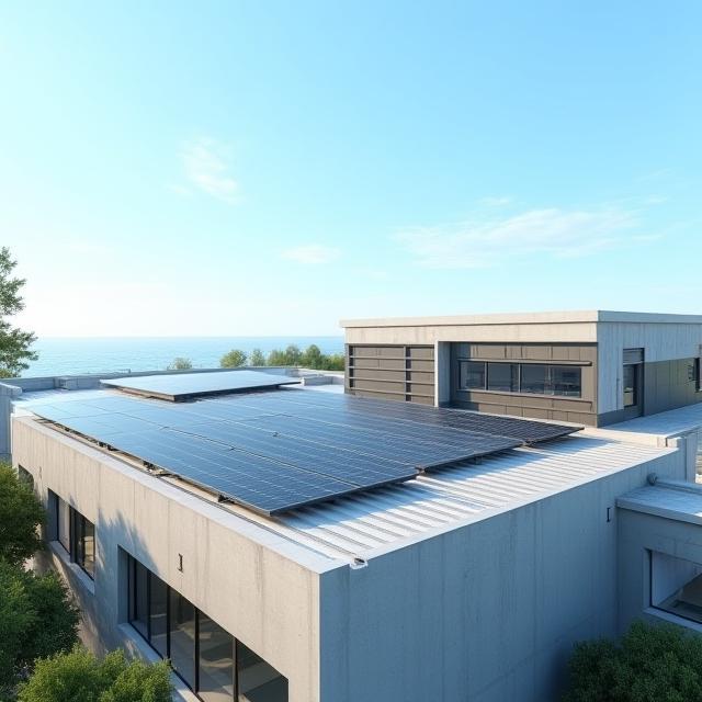 Zonnepanelen op het dak van het wellnesscentrum