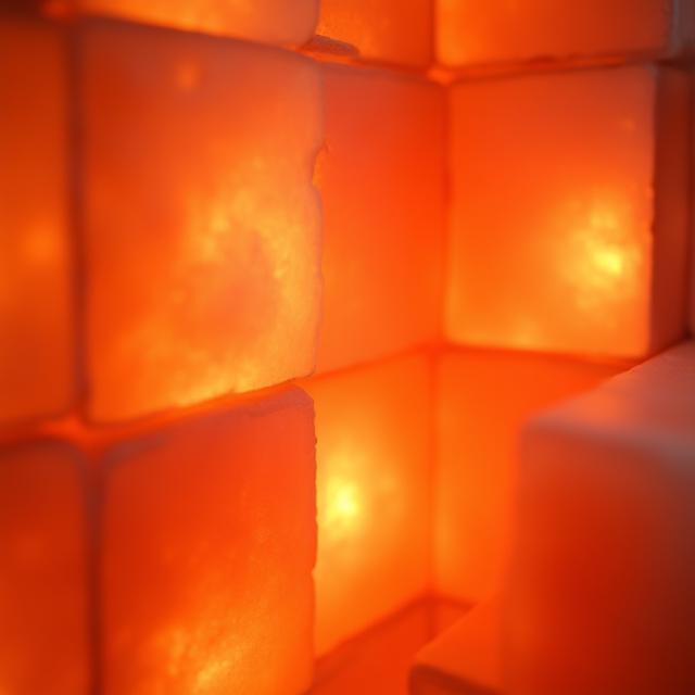 Detail van Himalayazoutmuur met geïntegreerde verlichting